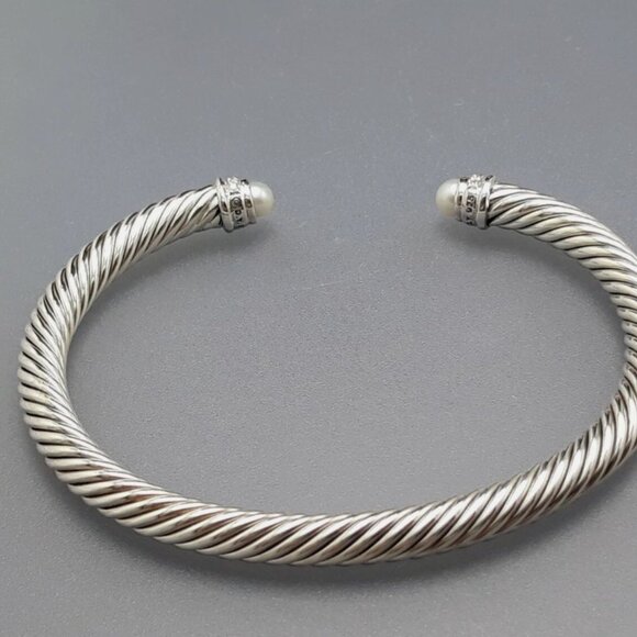 David Yurman Pearl and Diamond Cable Bracelet size M - Picture 5 of 5